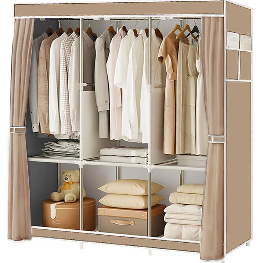 Closet Wardrobe Organizer Storage Rack Portable Clothes Shoe Clothing Shelf Dustproof Non-woven Fabric Quick and Easy to Assembl - Louie's Joint 