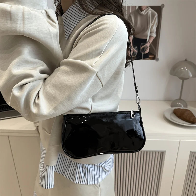 Retro Solid Color PU Leather Shoulder Bag Fashionable Women's Casual Designer Hobo Underarm Bag Handbag