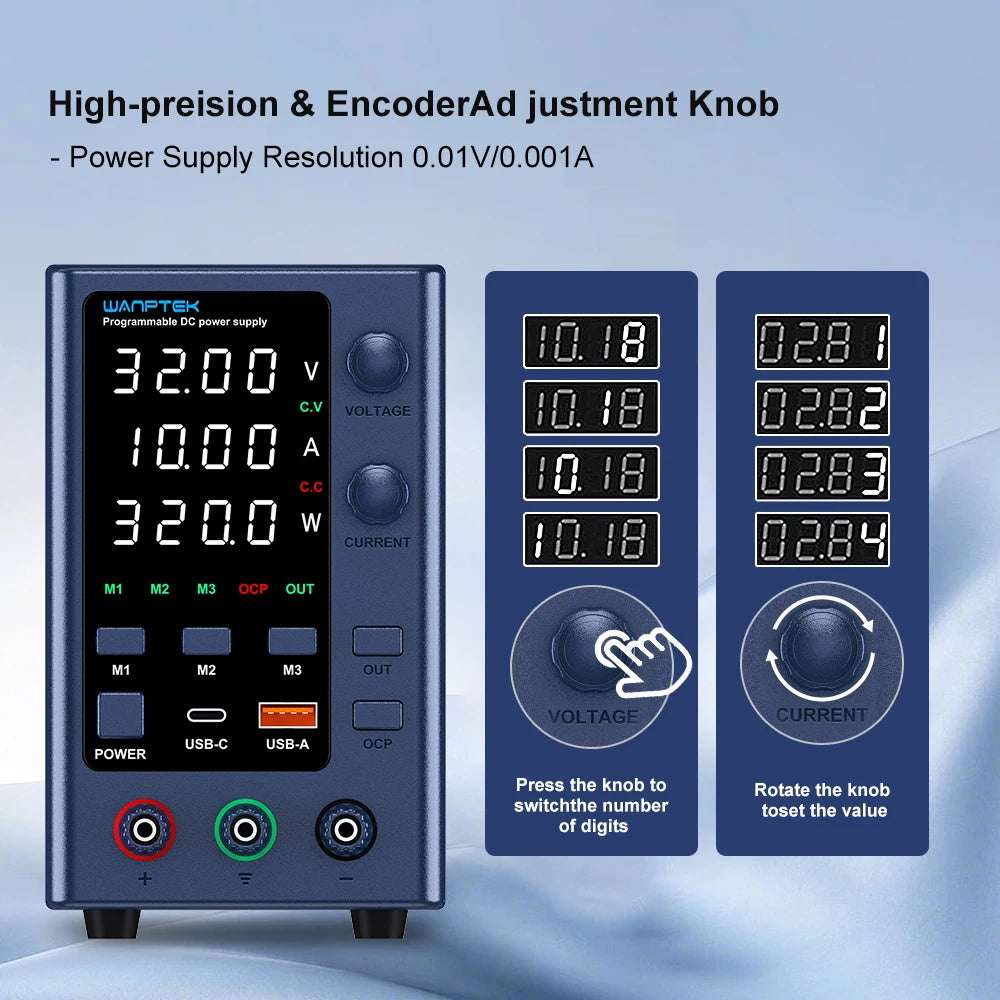 Wanptek Adjustable DC Laboratory Power Supply 0-60V 0-10A Bench