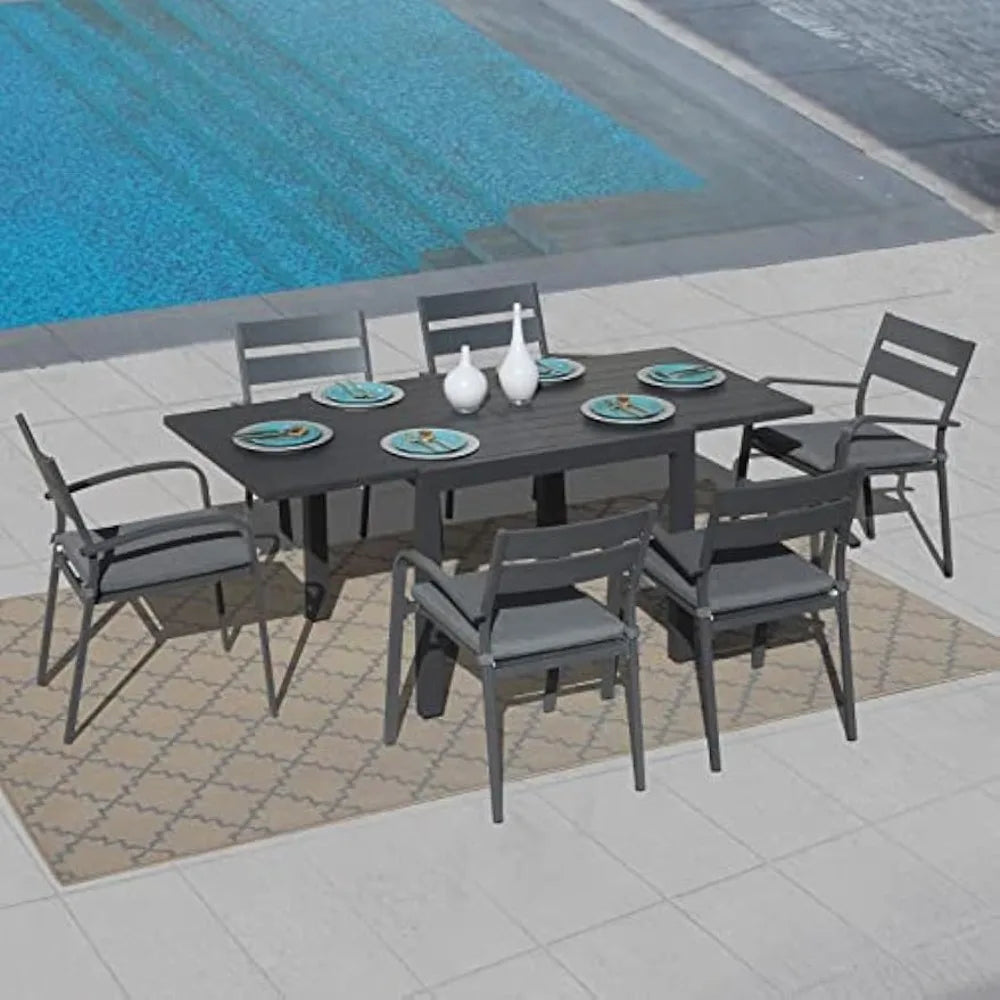 Aluminum Patio Extendable Dining Table 35 to 71 Inches Outdoor
