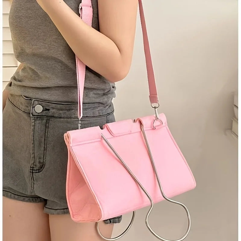 1pc Pink/Black/Green Clip - Shaped Women's Shoulder Bag, Fashionable Clip - Style Handbag for Daily, Travel & Evening, Ideal Gift