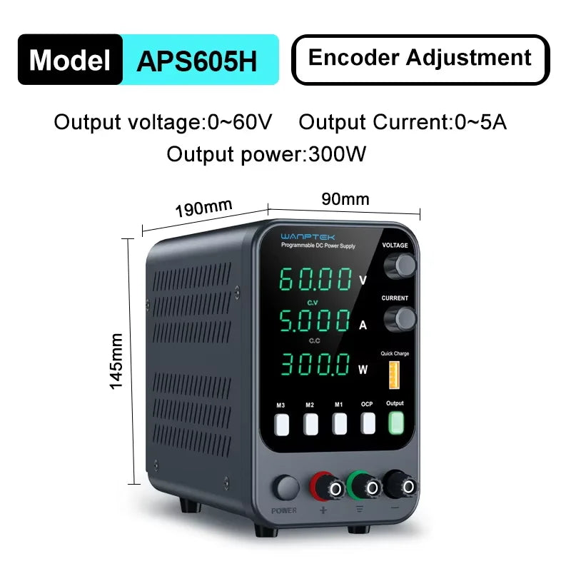Wanptek Adjustable DC Laboratory Power Supply 0-60V 0-10A Bench