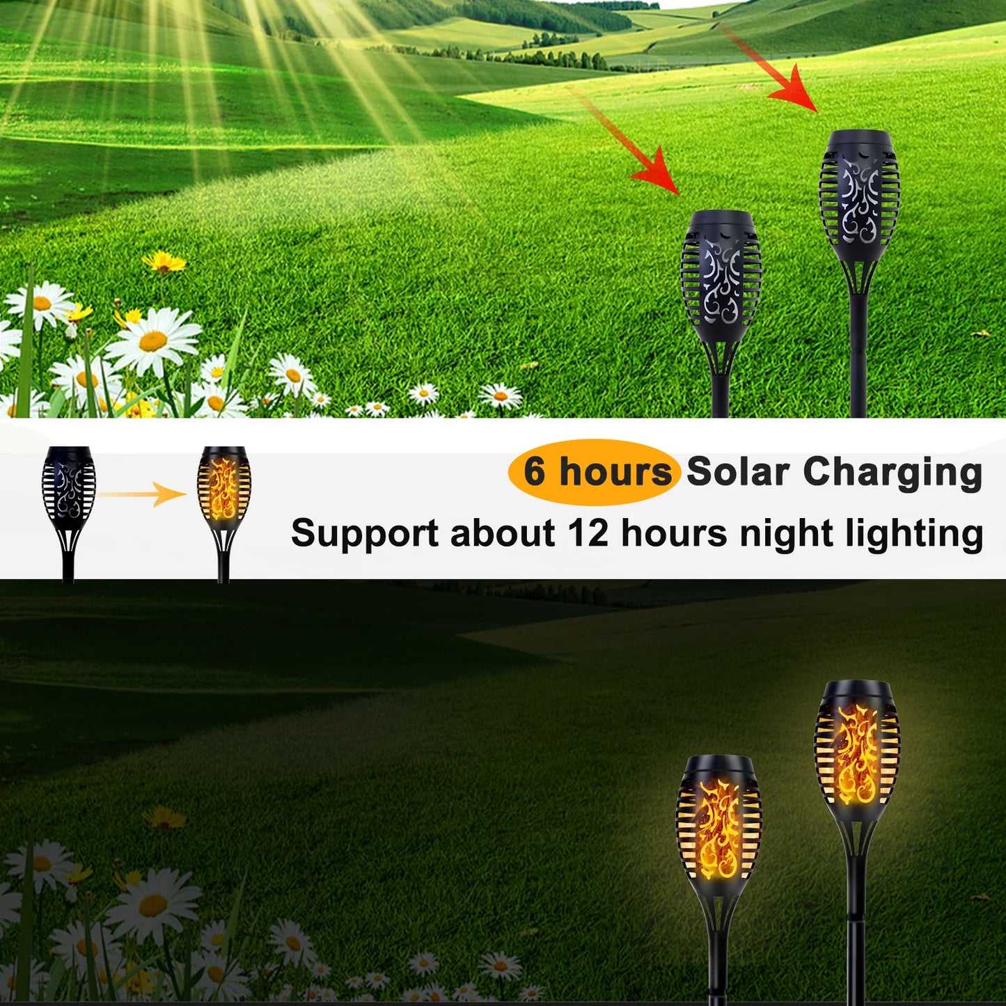 Solar Flame Torch Lights LED Flickering Outdoor Decoration