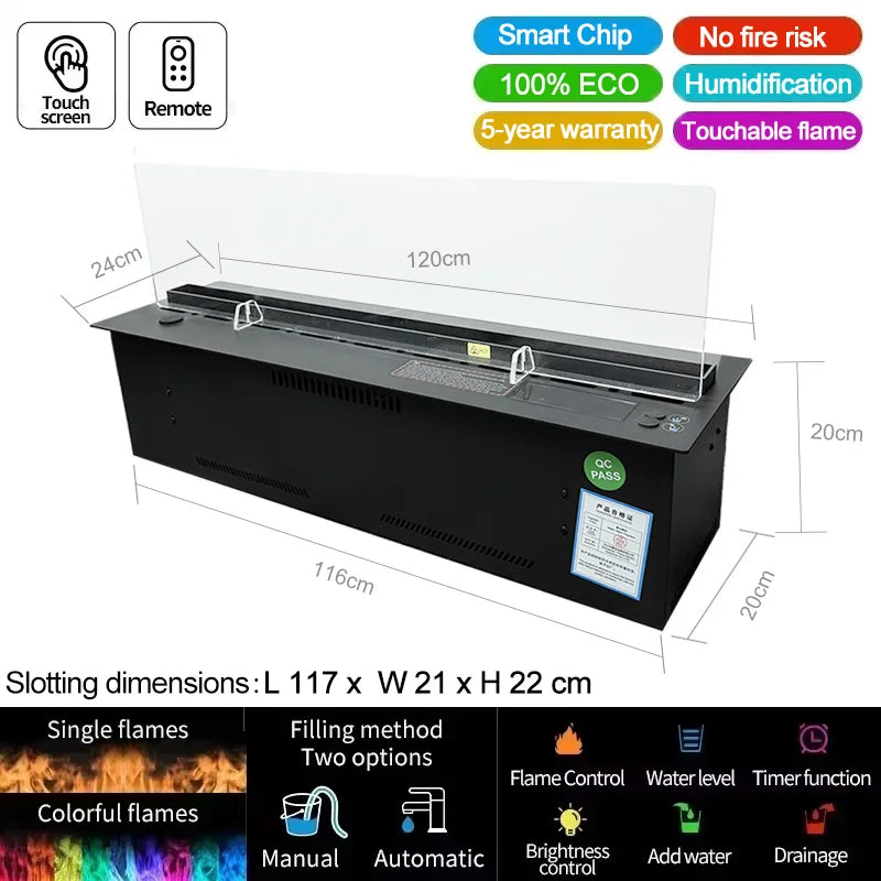 AFLYEVER Intelligent Water Replenishment 3D Atomizing Fireplace