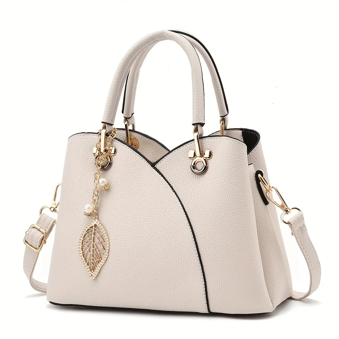Lychee Pattern PU Leather Handbag For Women Daily Use