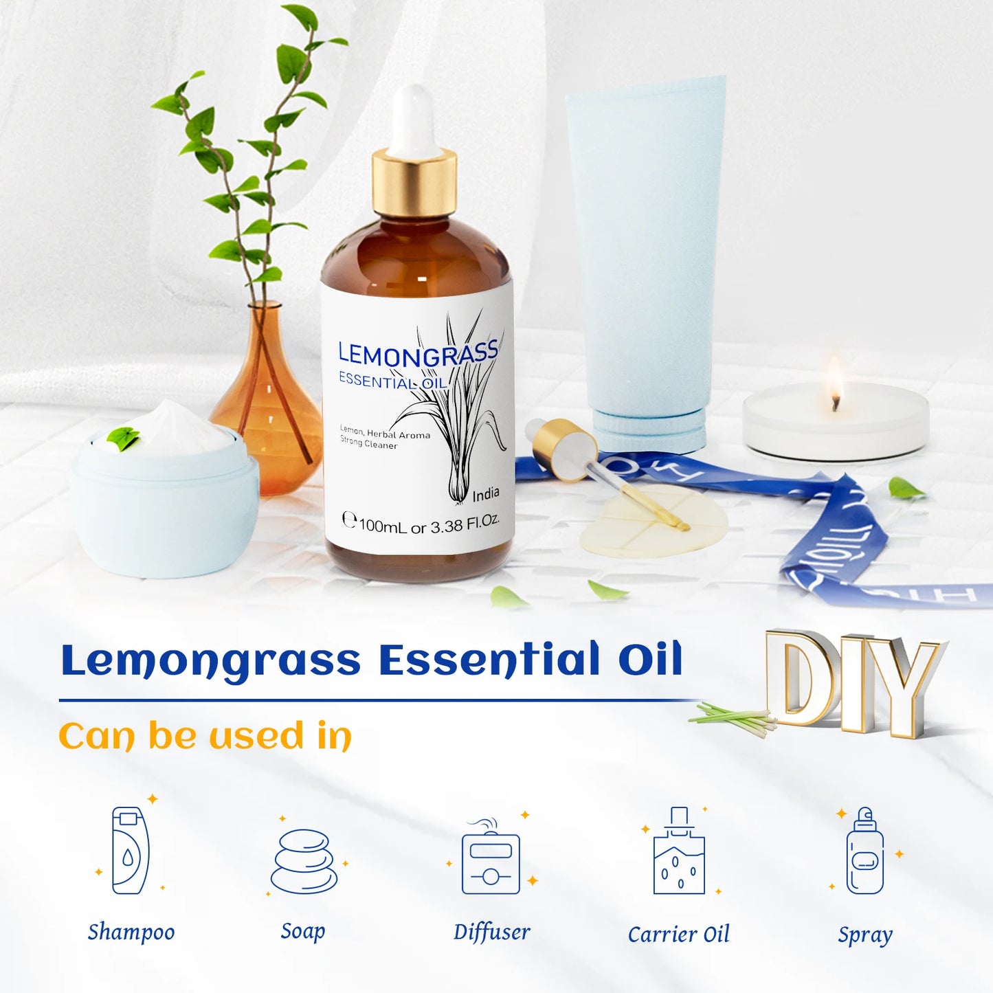 HIQILI Lavender Eucalyptus Nutmeg Pure Essential Oil for Diffuser