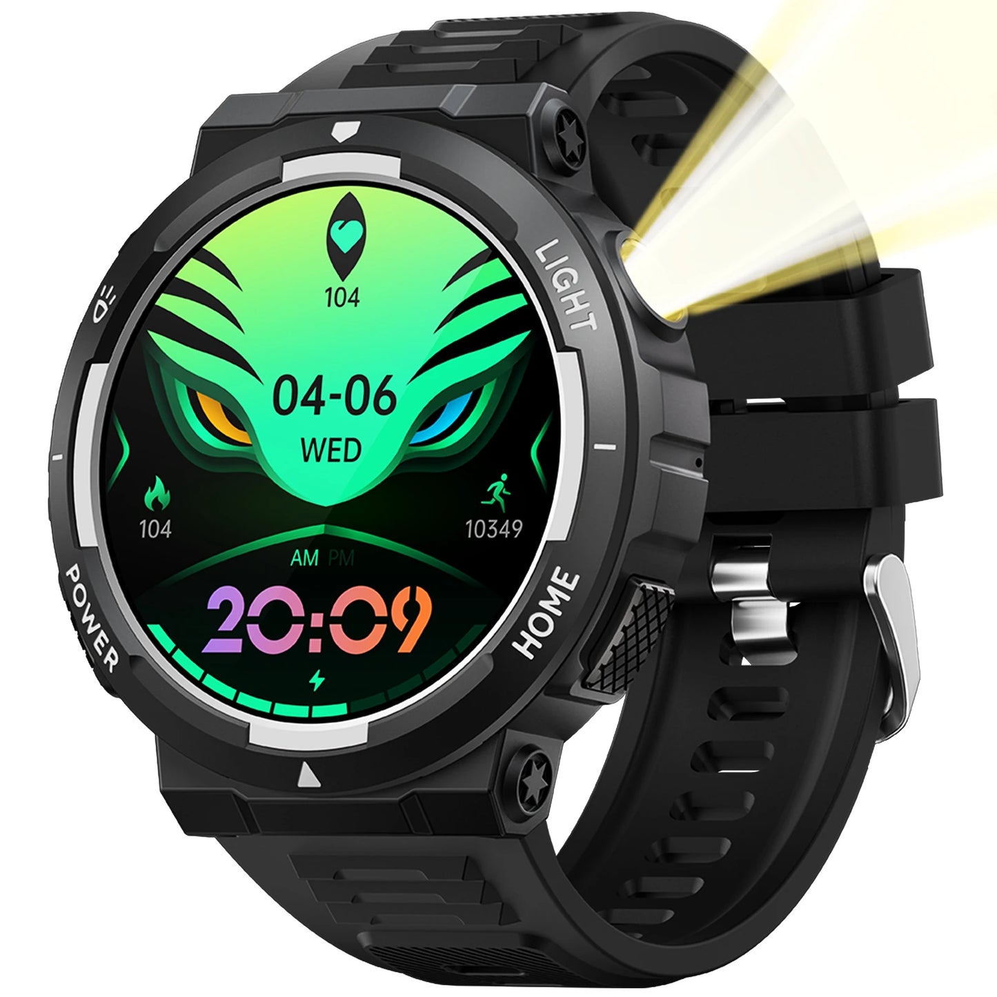 EIGIIS Smart Watches for Men with LED Flashlight 1.53" HD with 100+ Sport Modes Health/Sleep Monitor and 3ATM Waterproof Watche