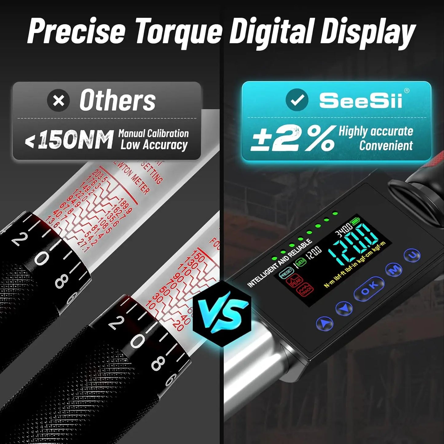 Seesii Digital Torque Wrench 340Nm With 3 Modes Car Care