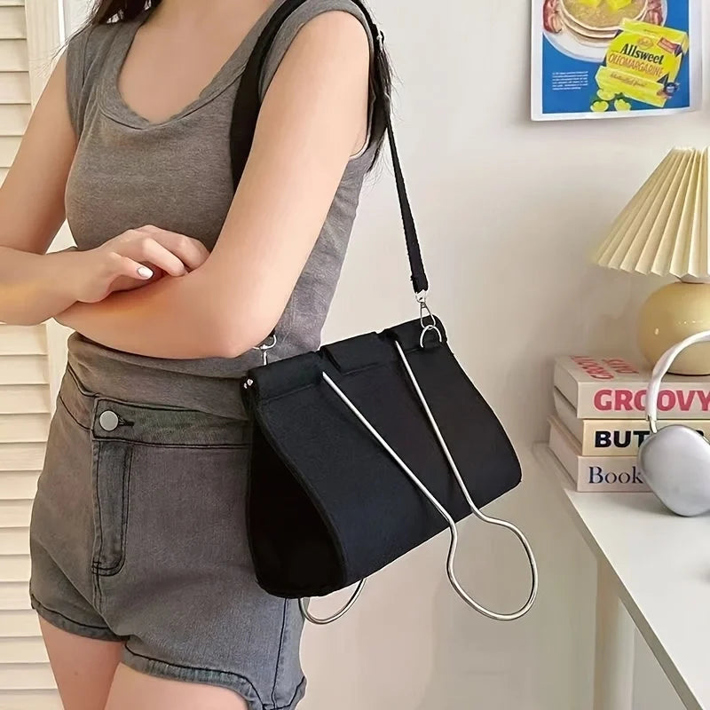 1pc Pink/Black/Green Clip - Shaped Women's Shoulder Bag, Fashionable Clip - Style Handbag for Daily, Travel & Evening, Ideal Gift