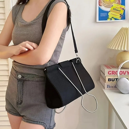 1pc Pink/Black/Green Clip - Shaped Women's Shoulder Bag, Fashionable Clip - Style Handbag for Daily, Travel & Evening, Ideal Gift