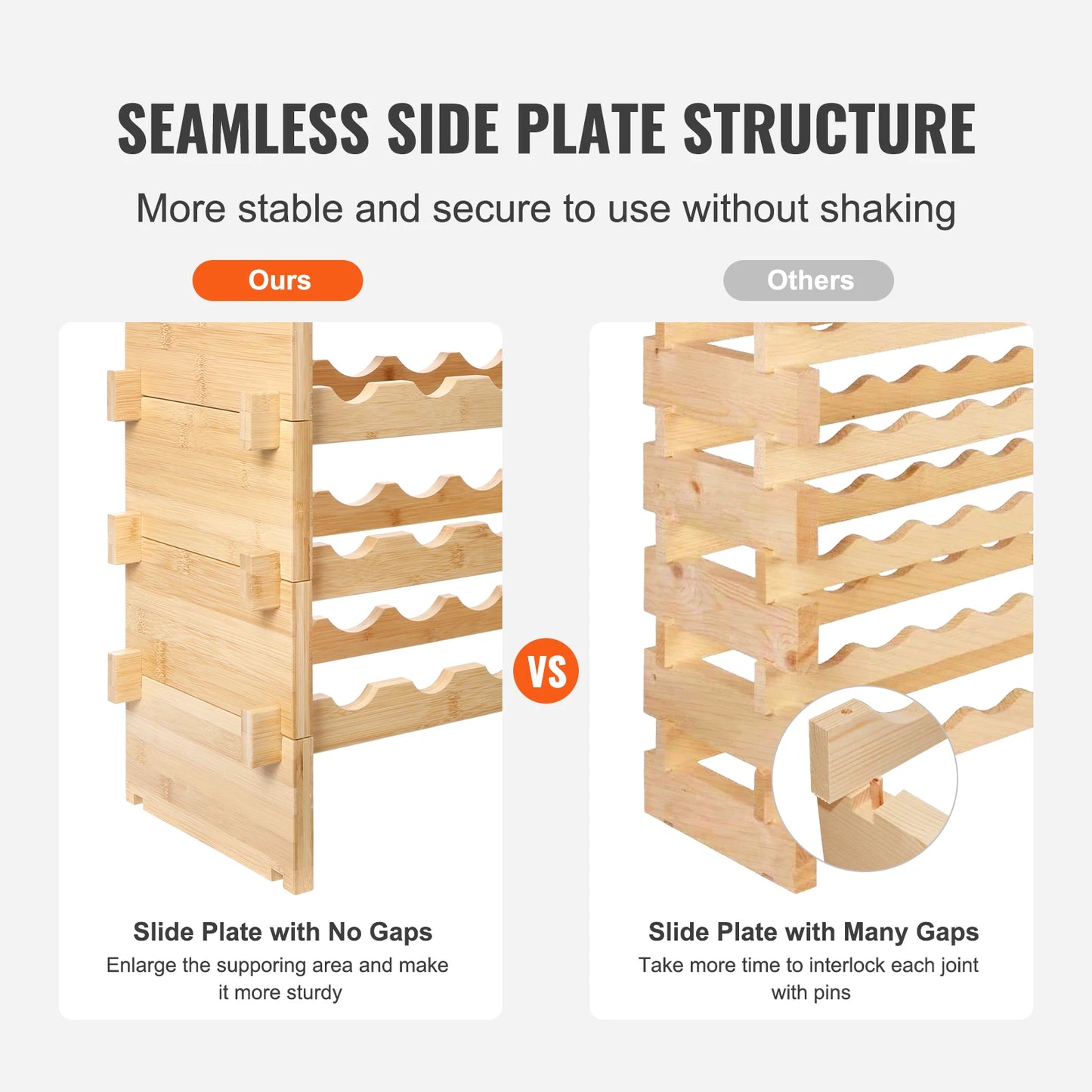 SucceBuy Eight-Tier Stackable Bamboo Wine Rack Free Standing Storage