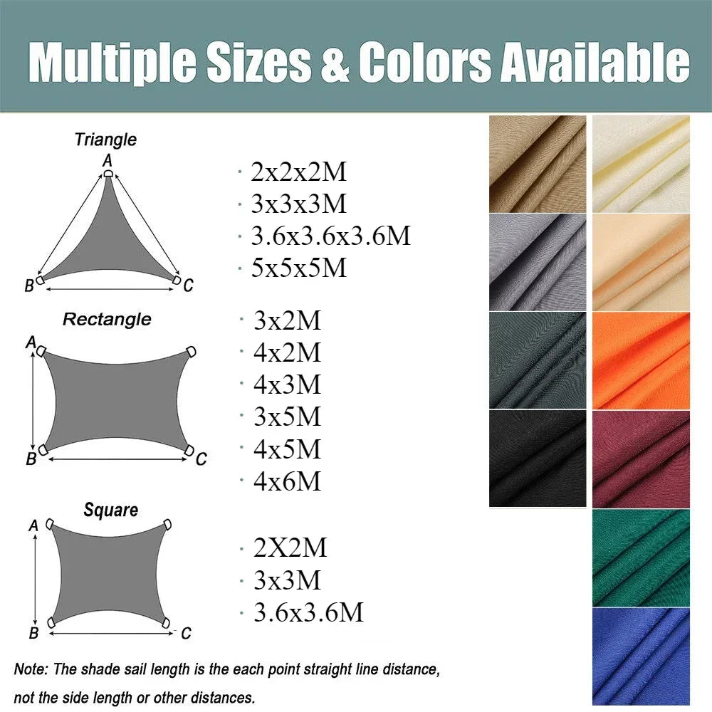 Waterproof Shade Sail Outdoor Canopy For Patio Garden Sun Shelter