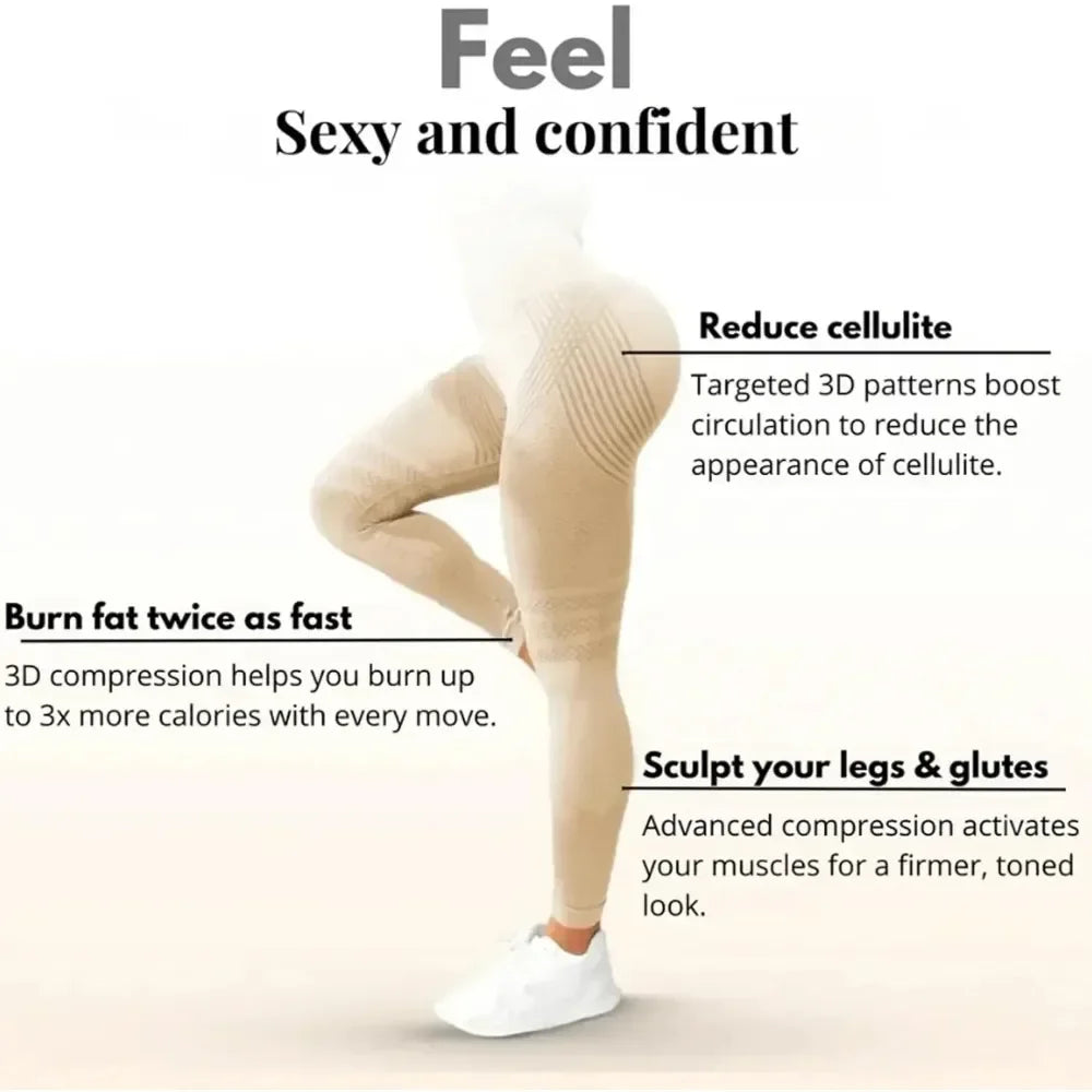 Anti Cellulite 3D Leggings High Waisted For Gym Workouts