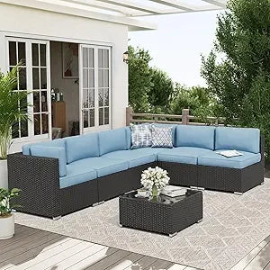 Outdoor Patio Sofa Set In Rattan Wicker With Glass Table