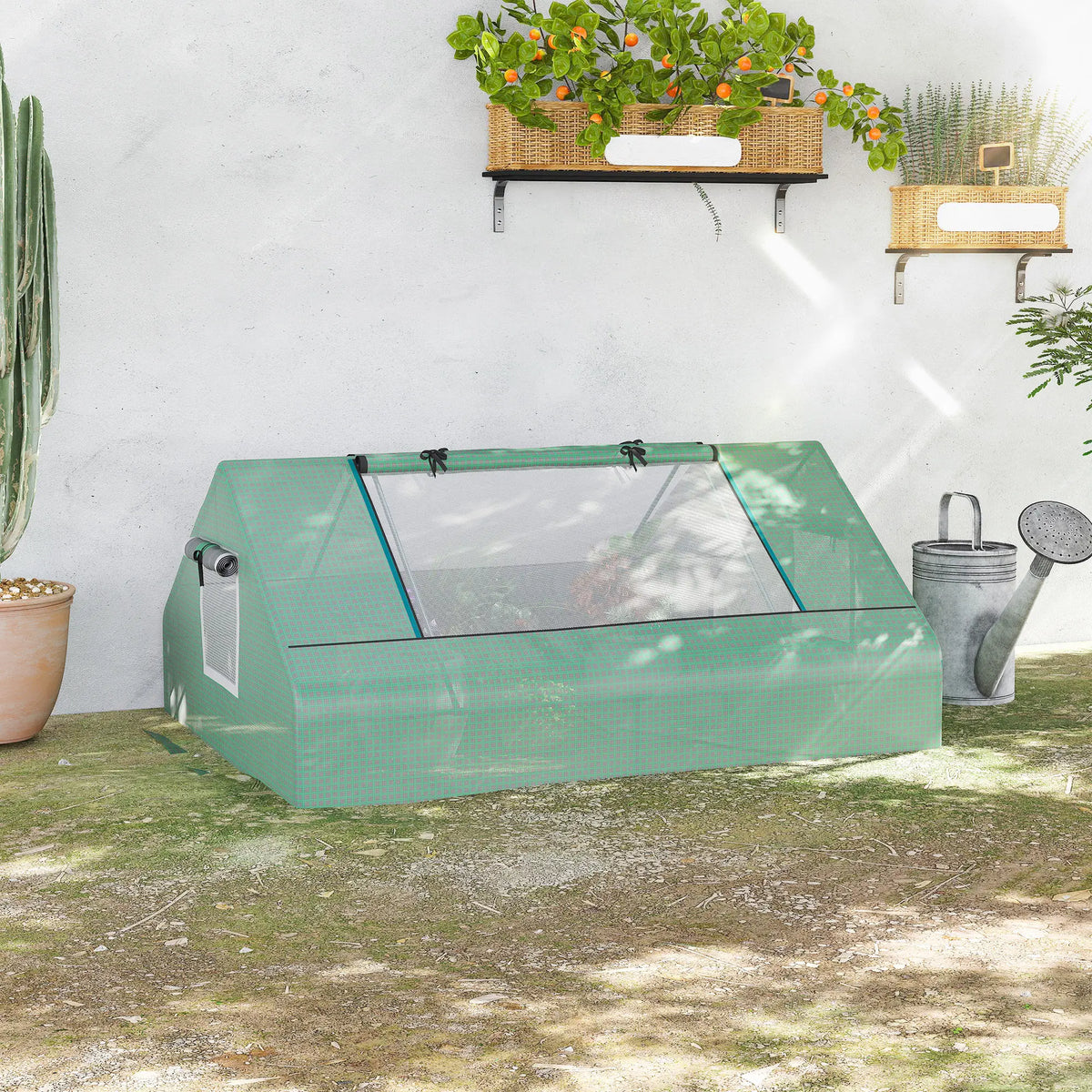 71" X 55" X 32" Mini Portable Greenhouse W/ Zippered Windows & Door, Green