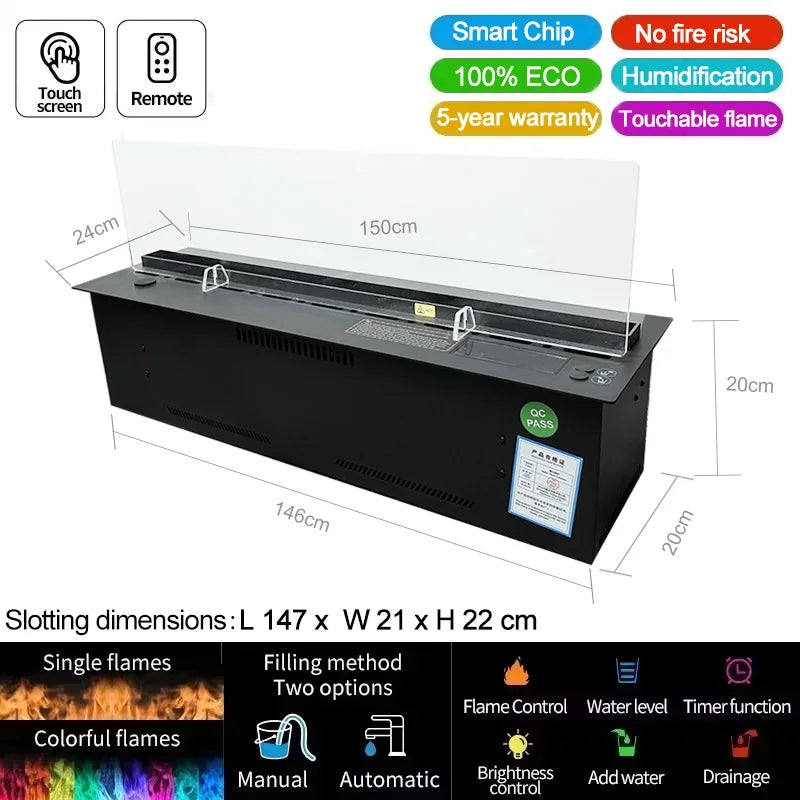 AFLYEVER Intelligent Water Replenishment 3D Atomizing Fireplace