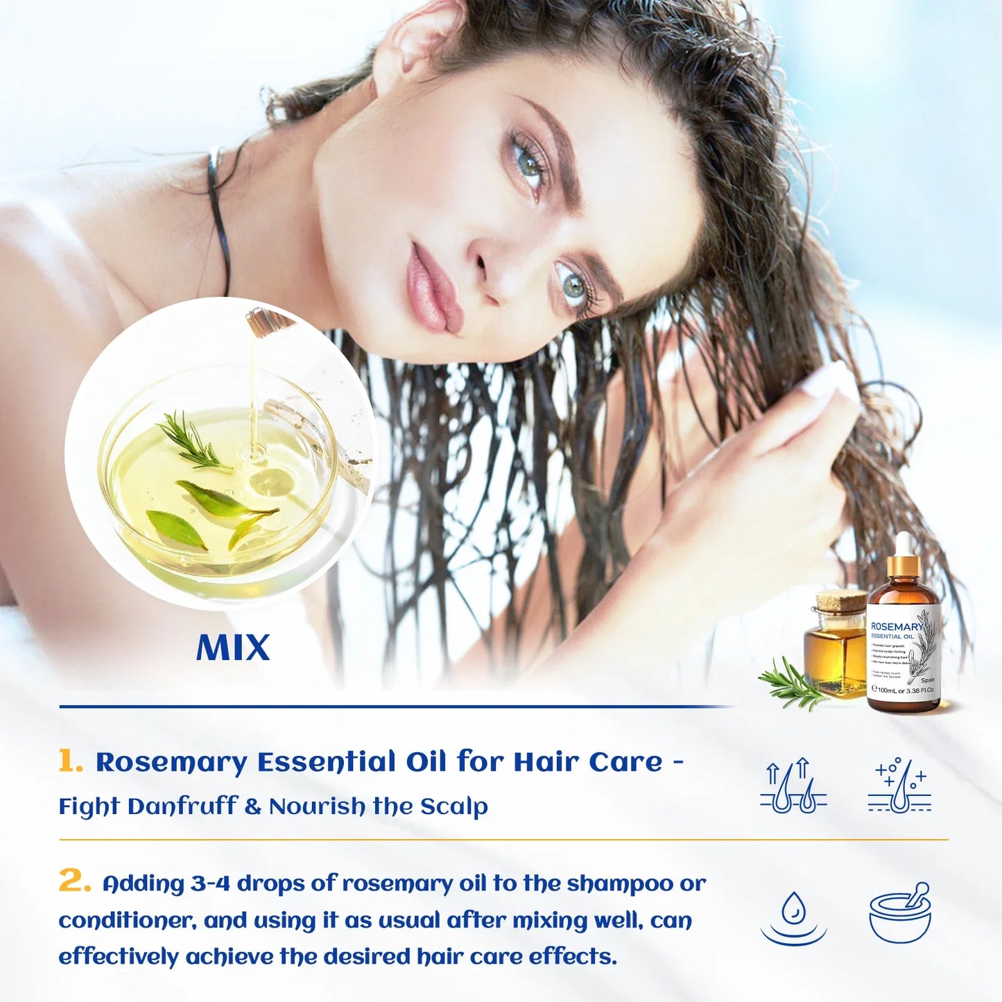 HIQILI Rosemary Jasmine Lavender Mint Essential Oils for Hair Care, increasing luster, Massage, Skin Care, Diffuser, Humidifier - Louie's Joint 