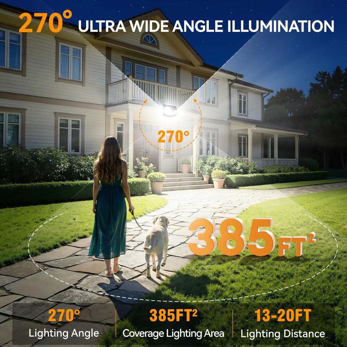 152LED Solar Motion Light Outdoor, 850LM Super Bright 3-Mode Motion Sensor Light, IP65 Waterproof, 270° Wide-Angle Security Light, Solar Powered Flood Lamp for Garden, Wall, Fence, and Garage (4 Pack)