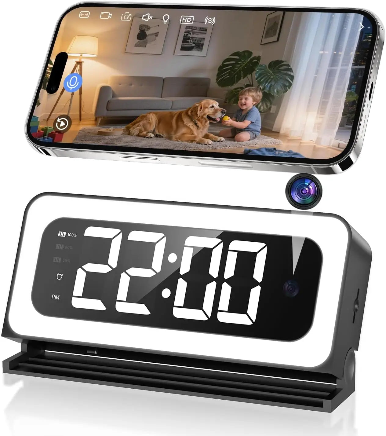 WESECUU Smart Clock Camera 2K Indoor Nanny Cam With WiFi