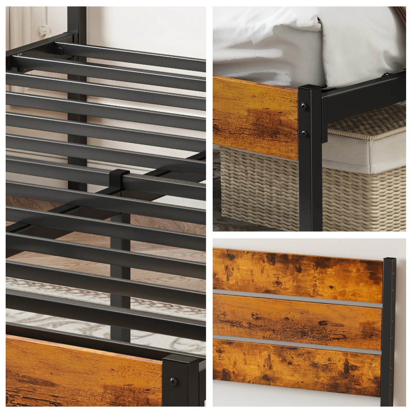 JHK Queen Size Metal Platform Bed Frame with Headboard and Footboard with 800LBS Sturdy Wooden Slats Support For Bed Room Home - Louie's Joint 