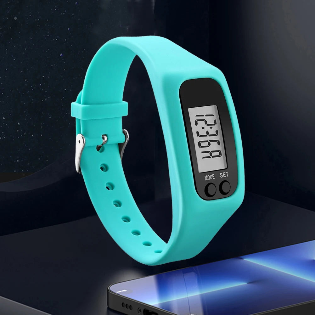 LED Pedometer Bracelet 12 and 24 Hour Time Display