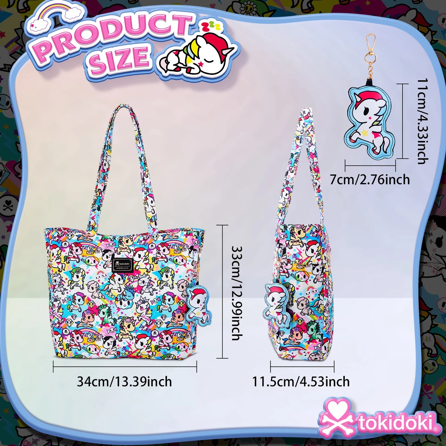 Tokidoki Official Licensed Shoulder Bag For Women With Unicorno Keychain