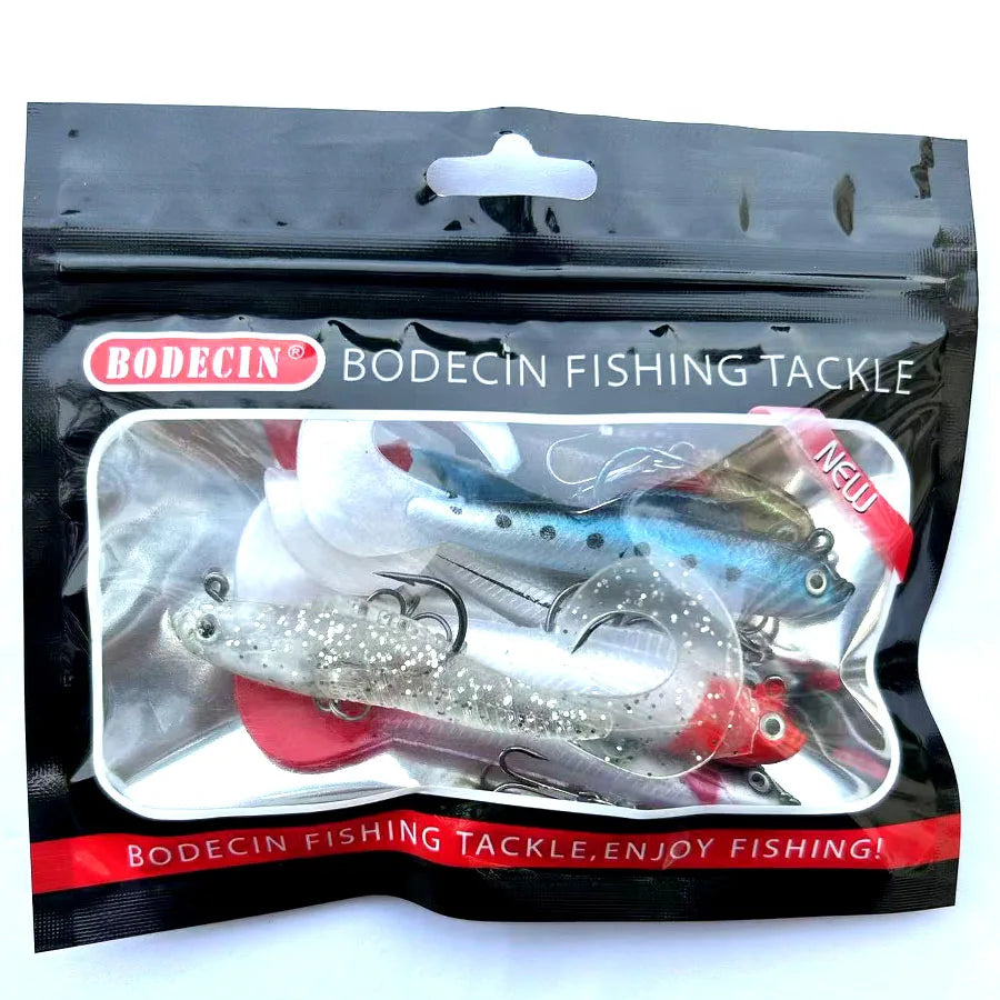 BODECIN 6Pcs Wobblers Soft Silicone Baits For Sea Bass Fishing