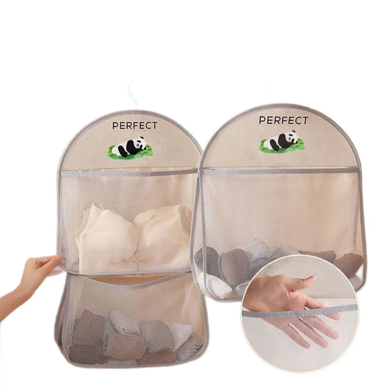 1 Pack Hanging Mesh Storage Bag Breathable Visible Pockets Space Saving Large Capacity Washable Over Door Closet Bedroom Dorm Storage For Renters Students Household Use Organizer For Socks Underwear Panties Small Personal Sun