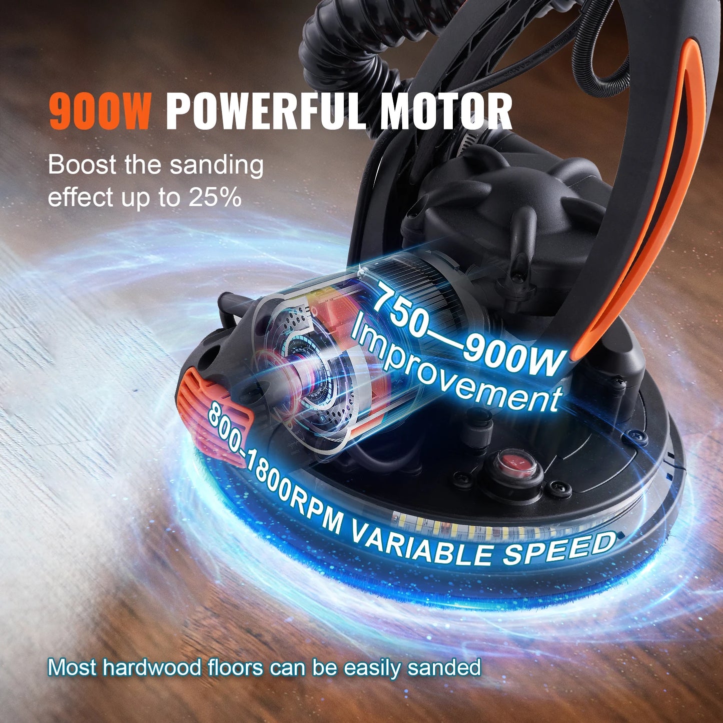 SucceBuy 900W Drywall Sander Brush Motor Electric Adjustable Variable Speed with Self-Suction Handle Wall Grinder Sander Machine - Louie's Joint 