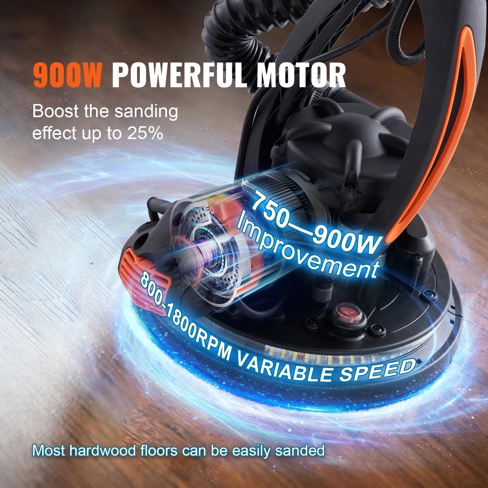 SucceBuy 900W Drywall Sander Brush Motor Electric Adjustable Variable Speed with Self-Suction Handle Wall Grinder Sander Machine - Louie's Joint 
