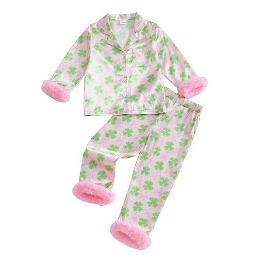 Two Piece Dinosaur Print Kids Pajama Set With Drawstring Shorts