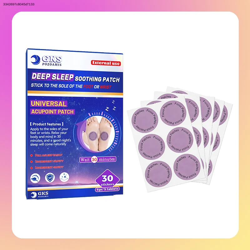 30 nighttime sleep-aid patches with a herbal scent, suitable for all ages.