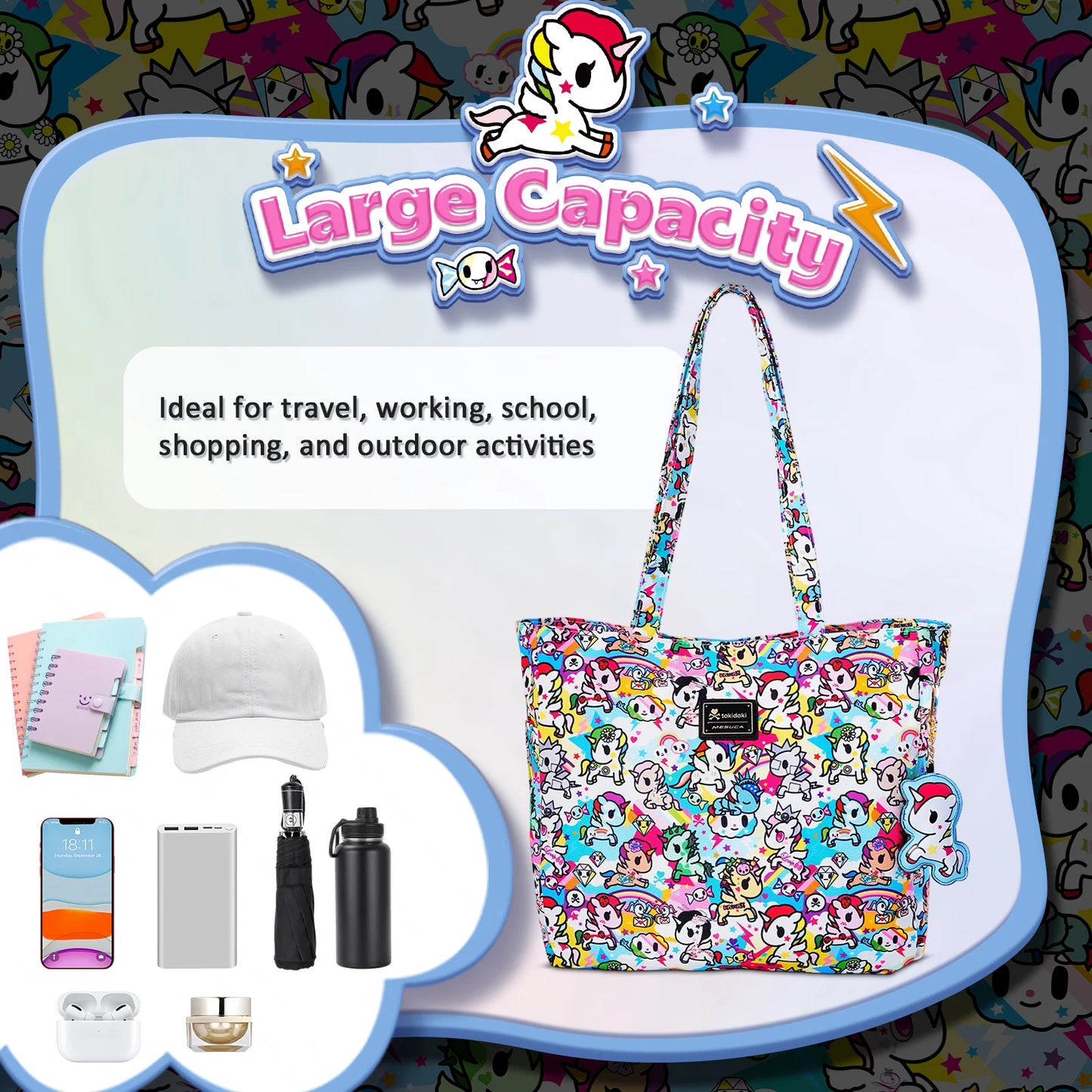 Tokidoki Official Licensed Shoulder Bag For Women With Unicorno Keychain
