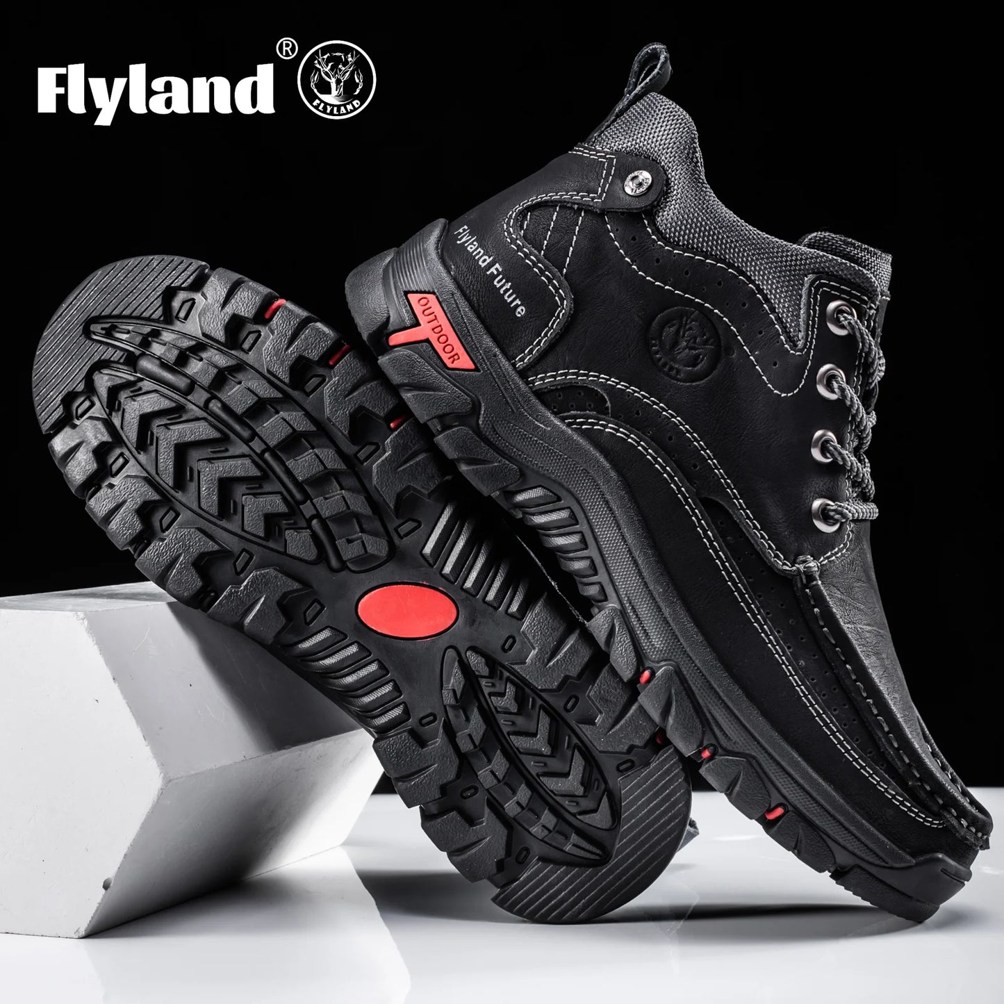 FLYLAND Men'S Fashion Vintage Classical Genuine Faux Leather Handmade Chukka Boots Daily Casual Work Office Shoes