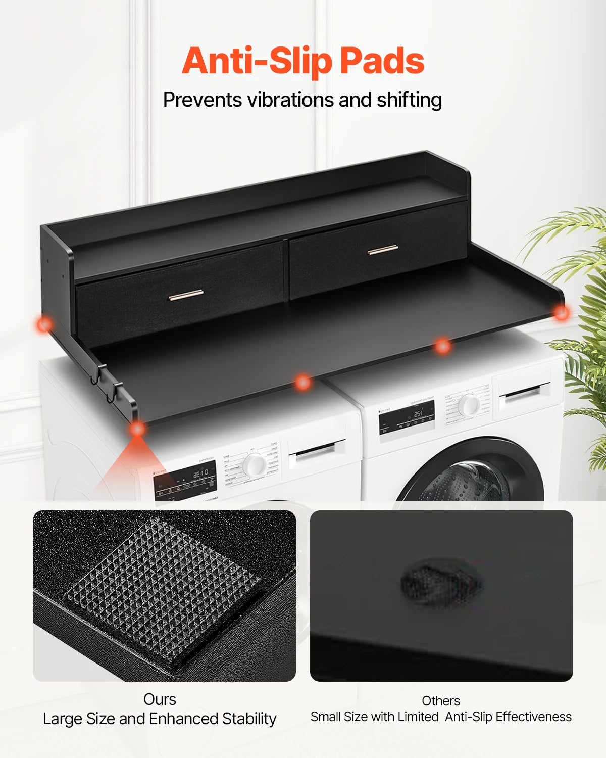 SucceBuy Washer Dryer Countertop With Drawer Shelf Organizer
