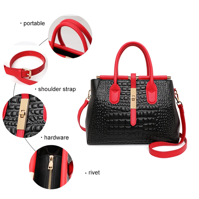 Aidrani Crocodile Pattern Women's Handbag Genuine Leather Tote