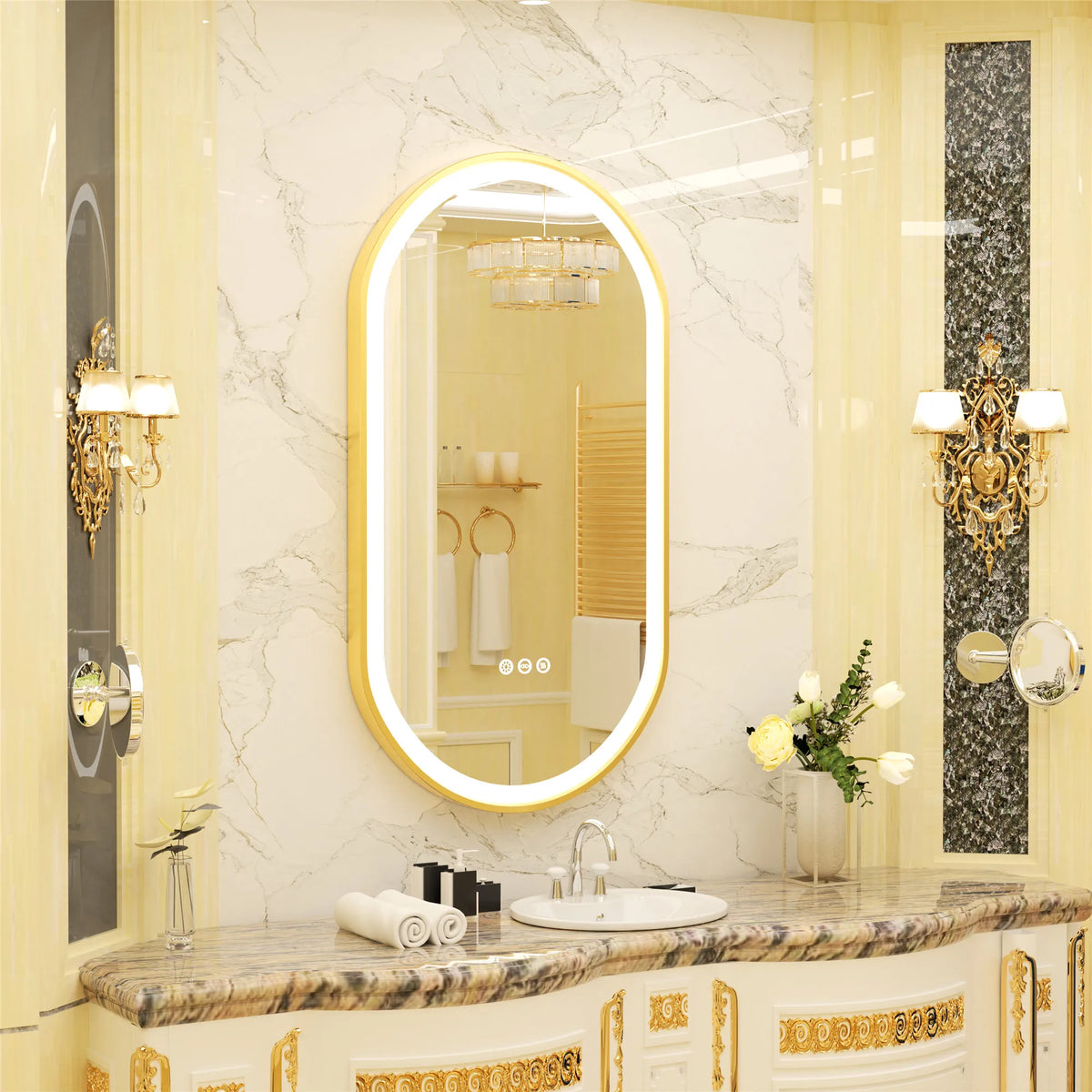 Wisfor Oval LED Bathroom Mirror With Dimmable Anti Fog Lighting