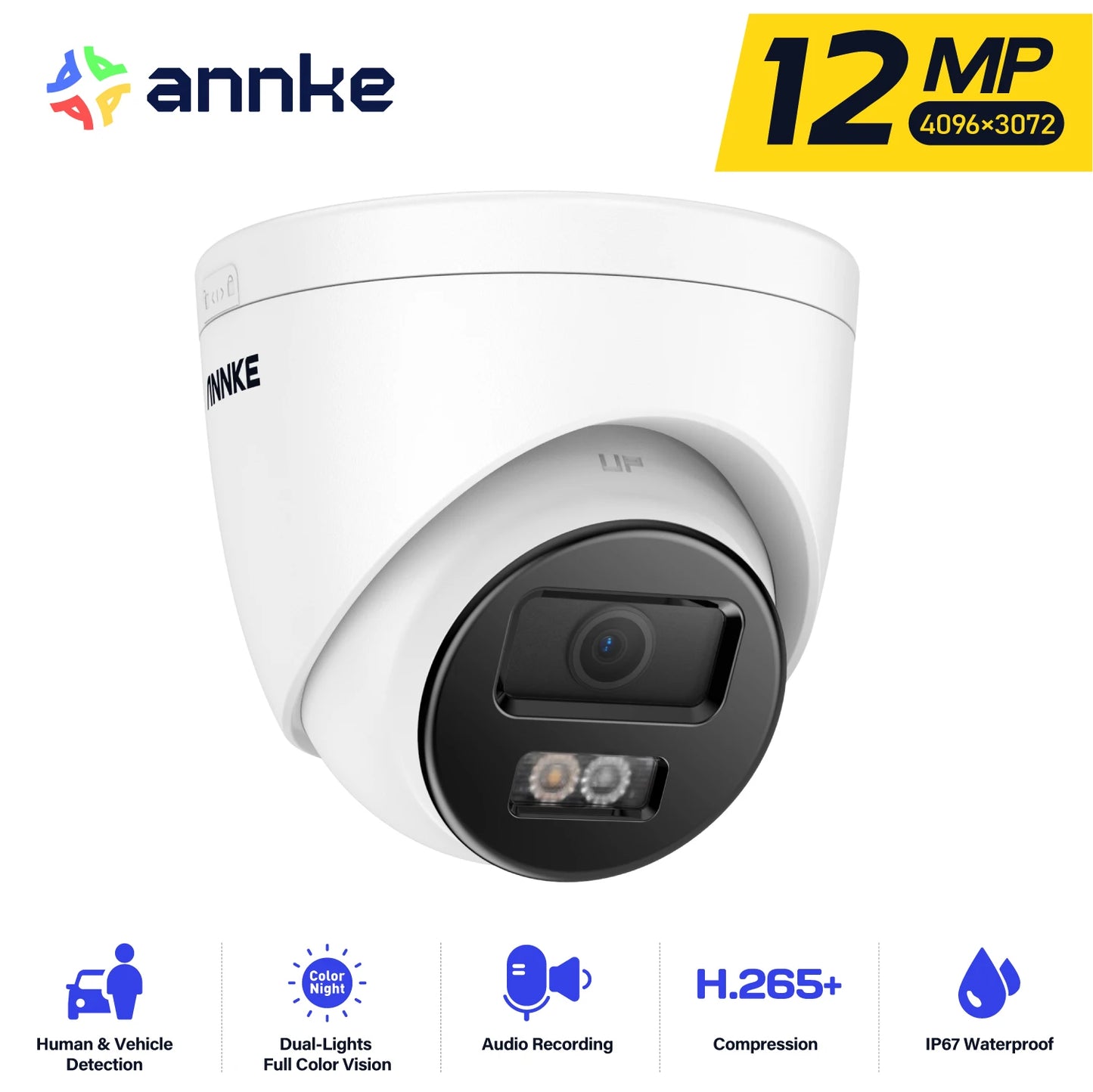 ANNKE 12MP Outdoor PoE Security Camera With Dual Light IR
