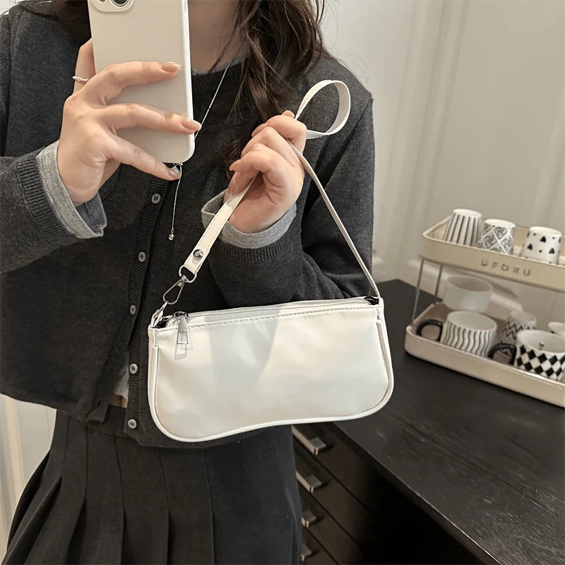 Retro Solid Color PU Leather Shoulder Bag Fashionable Women's Casual Designer Hobo Underarm Bag Handbag