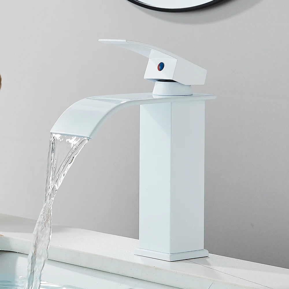 Rozin Brass Basin Faucet Deck Mounted Single Lever Waterfall Tap