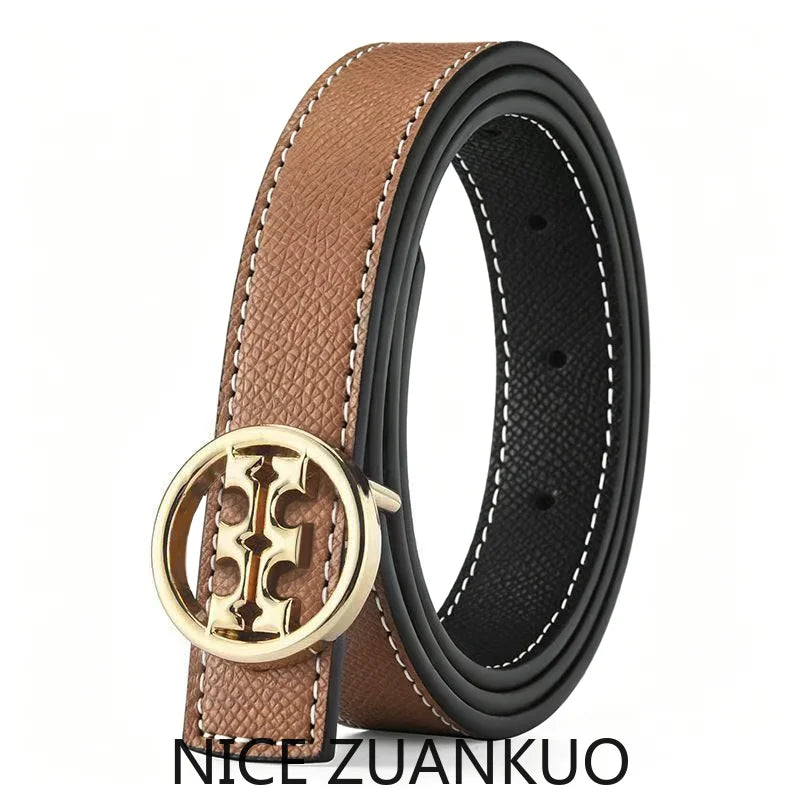 Women's Genuine Leather Slim Waist Belt, High-end Brand Belt, with Letter Fasteners, Suitable for Various Occasions and Fashionable Denim Skirt Dress As A Decorative Belt