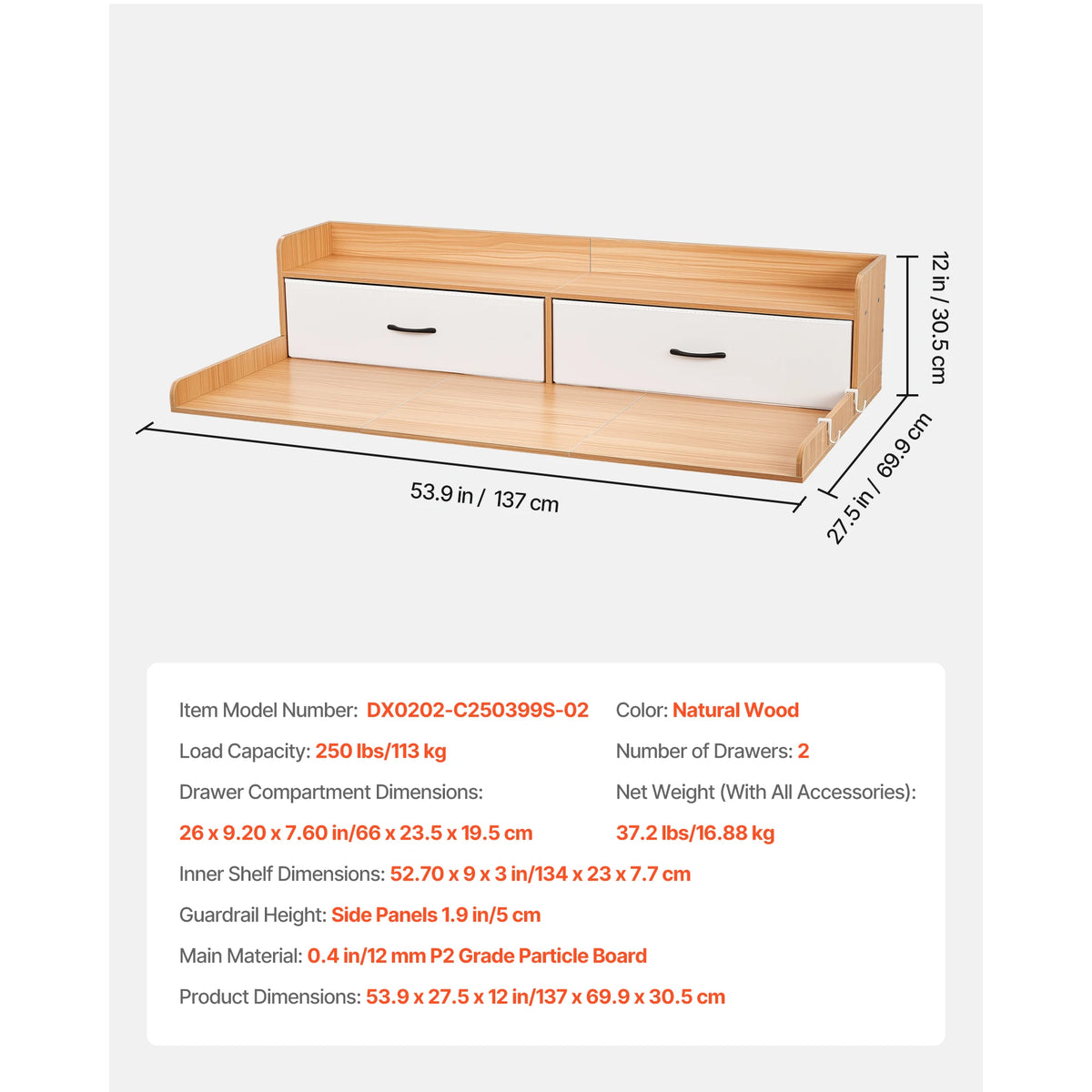 SucceBuy Washer Dryer Countertop With Drawer Shelf Organizer