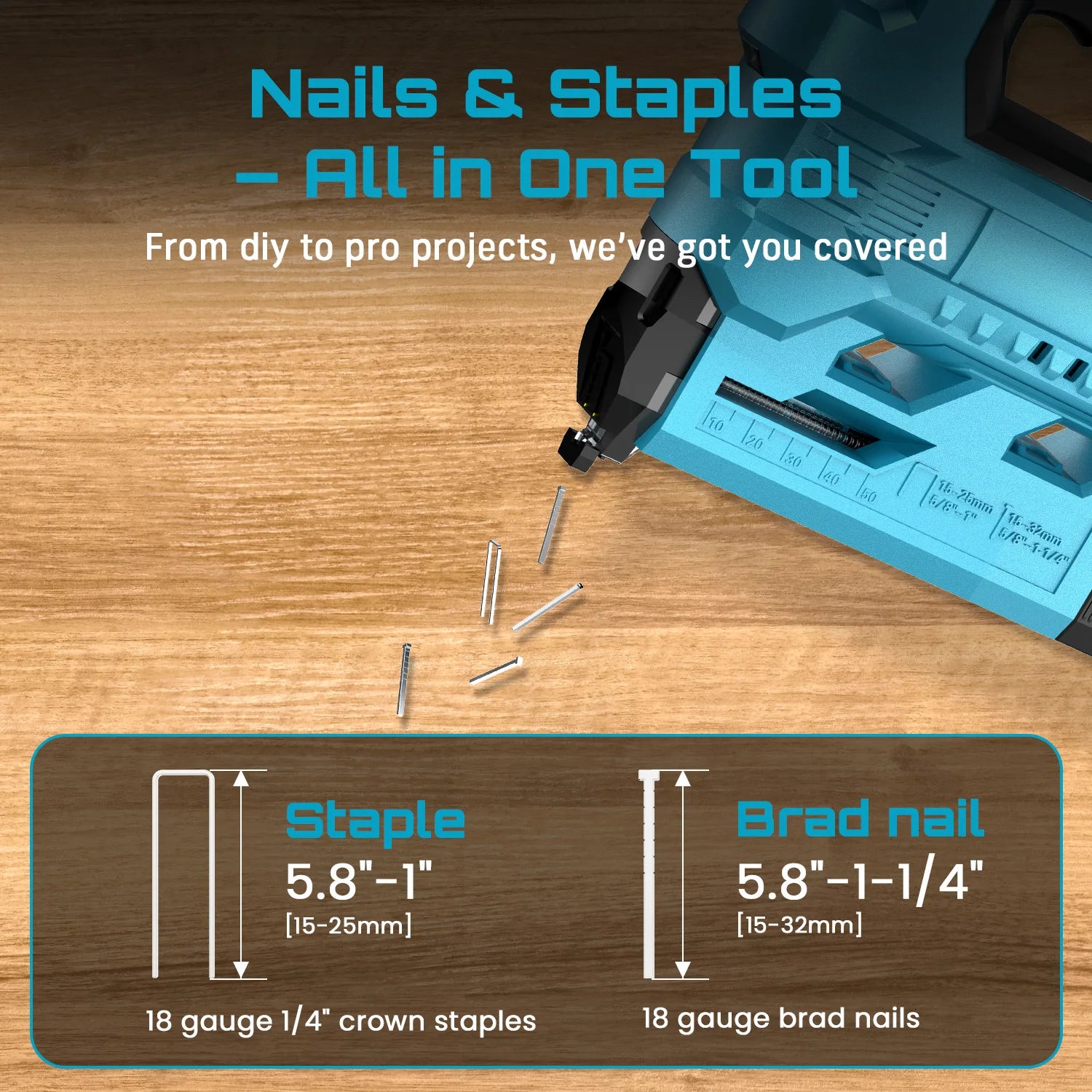 SEESII 18 Gauge Cordless Brad Nail Gun 1000 Brad Nails Cordless Stapler Framing Nailer Furniture Power Tool With 2pcs Battery - Louie's Joint 