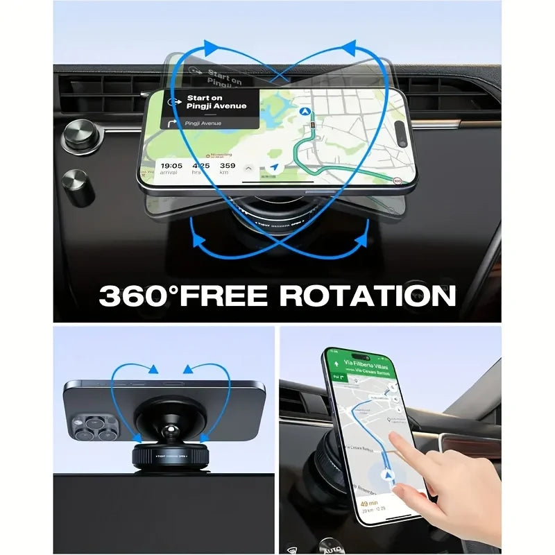 Upgraded 360 ° Adjustable Magnetic Phone Stand, Multi functional Navigation Car Device Installation Stand, Suitable for Cars/Gyms/Mirrors/Smooth Surface Non stick Suction Cup Phone Stand Compatible with All Smartphones
