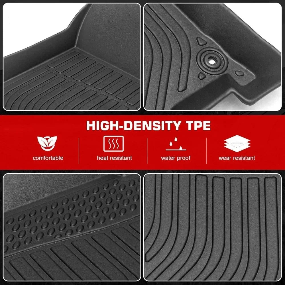 3PCS All Weather Rubber Car Floor Mats For Accord 8th Gen 2008-2013 3D Raised Edges Waterproof Non-Slip Heavy Duty Car Mats Flexible Floor Liners