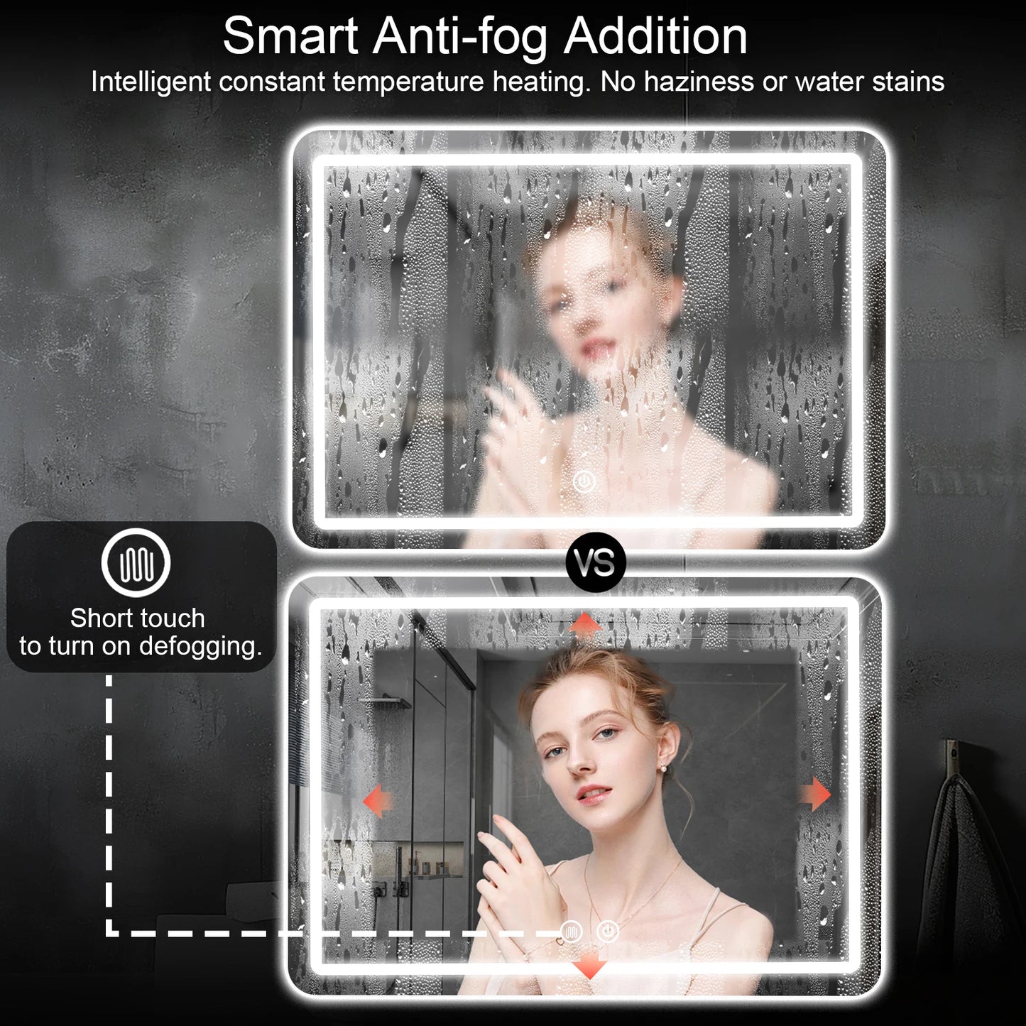 MYGIIVOVO LED Backlit Fogless Vanity Mirror Wall Mounted Demister