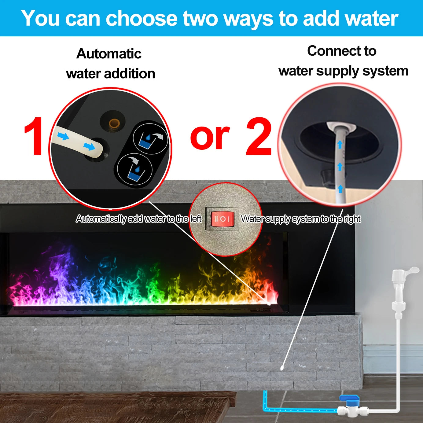 AFLYEVER Intelligent Water Replenishment 3D Atomizing Fireplace