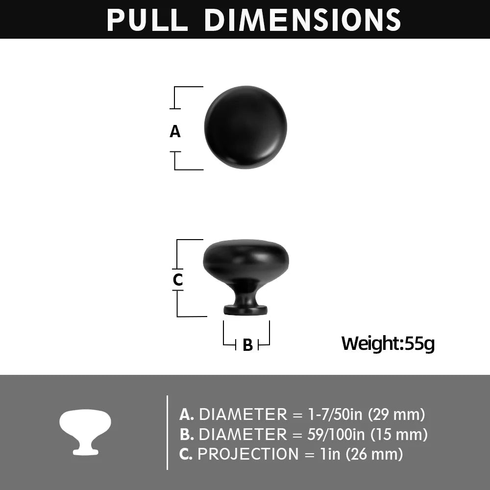 Set of 6 Elegant Antique Brass Cabinet Knobs - Classic Round Kitchen Hardware, Vintage Drawer Pulls Sleek Retro Dresser Handles