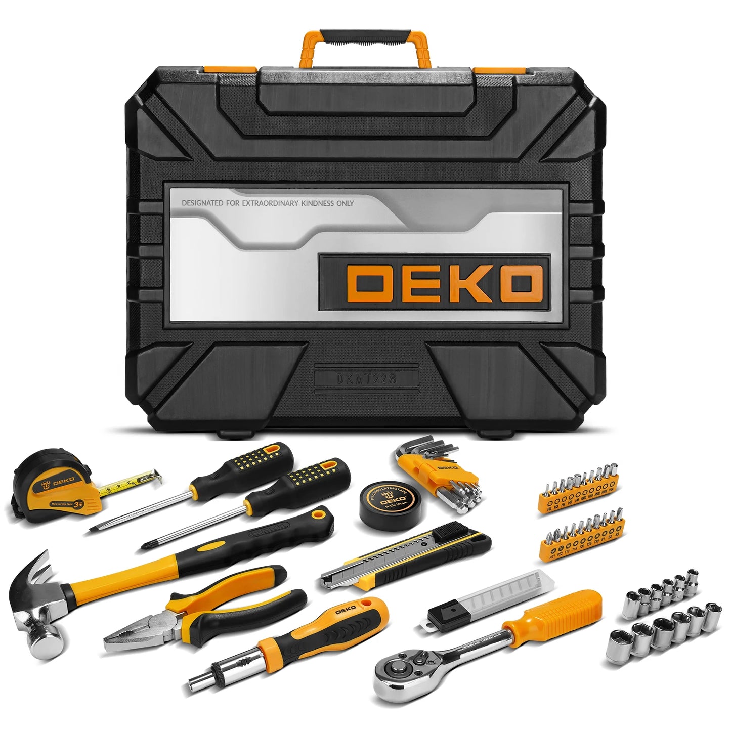 DEKO 228Pcs Socket Wrench Auto Repair Tool Combination Package Mixed Tool Set Hand Tool Kit with Plastic Toolbox Storage Case - Louie's Joint 