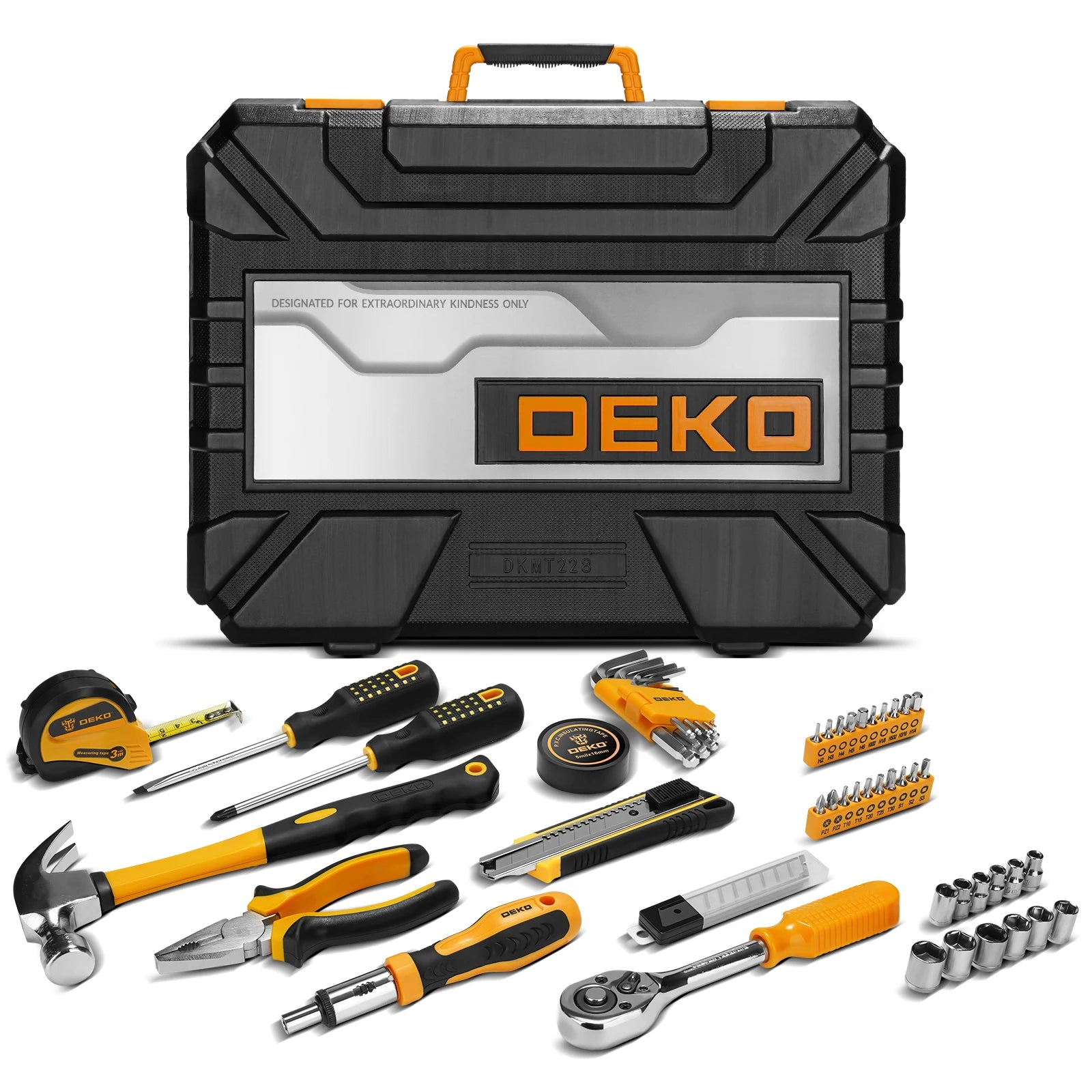 DEKO 228Pcs Socket Wrench Auto Repair Tool Combination Package Mixed Tool Set Hand Tool Kit with Plastic Toolbox Storage Case - Louie's Joint 